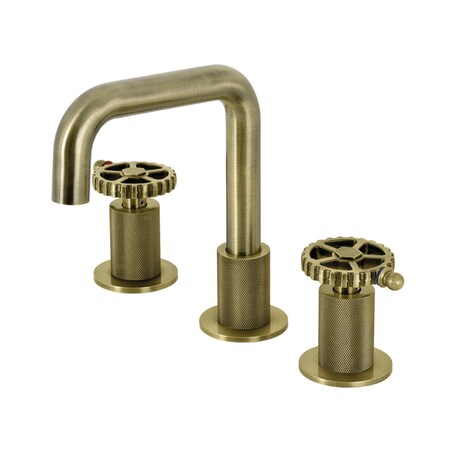 Kingston Brass Widespread Bathroom Faucet with Push PopUp, Antique Brass KS1413CG